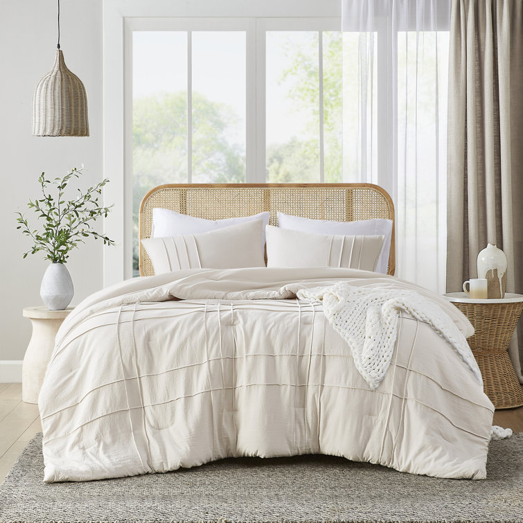 Harris Pinch Pleated Soft Washed Boho Comforter Set 510 Design Size King Comforter 2 King Shams